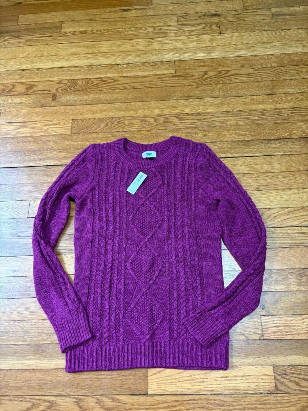Old Navy Womens Sweater Size Small Purple Cotton Acrylic Cable Knit Pullover NWT